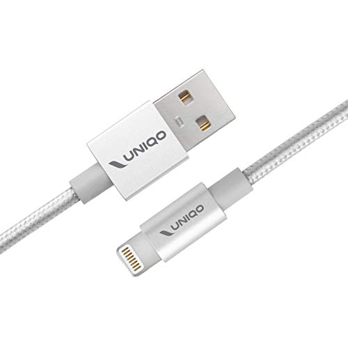 UNIQO USB 2.0 - Lightning Anti-Tangle-Nylonkabel zum Laden und Übertragen von Daten, 1 Meter Länge, Made for Apple Zertifizierung für iPhone und iPad von UNIQO