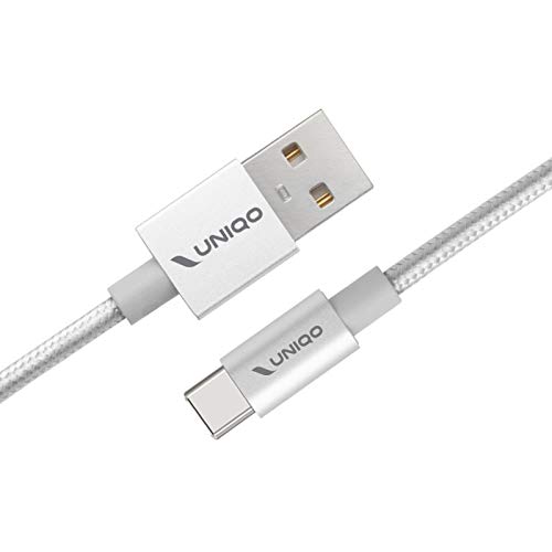 UNIQO USB 2.0 - Typ-C Anti-Tangle Nylon Kabel zum Laden und zur Datenübertragung, 1m Länge, kompatibel mit iPhone 15, Samsung, Oppo, Huawei, Honor, Xiaomi von UNIQO