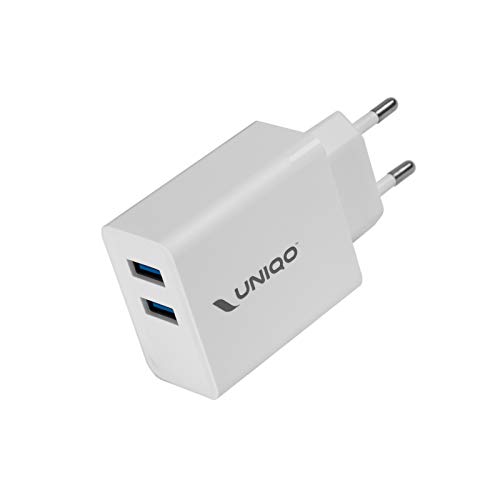 UNIQO Wandladegerät mit 12 Watt Leistung, 2 USB-Ports, bis zu 50% Smartphone-Ladegerät, EU-Stecker von UNIQO