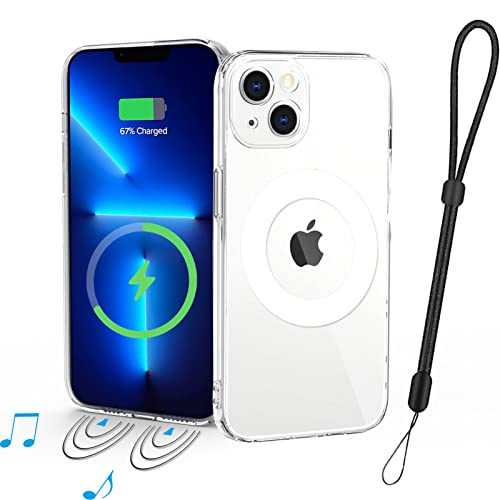 UNITEDTIME Clear Case for iPhone 13, Case für iPhone 13, Slim Shockproof mit weichen Kanten Metallring Kompatibel mit MagSafe Magnetic Accessories,Kamera Objektivschutz für iPhone 13 6.1" (Clear) von UNITEDTIME