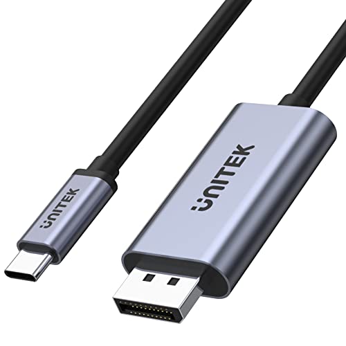 4K 60Hz USB-C zu DisplayPort 1.2 Kabel | HDCP2.2 für 4K Netflix^, Amazon Prime Video und mehr | Kabellänge: 2M | Aluminium-Alloy Gehäuse | Space Grau und Schwarz | 3D Pass Through von UNITEK