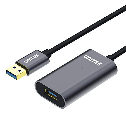 UNITEK 10 Meter USB 3.1 Gen1 Verlängerungskabel mit Signalverstärker und Stromversorgung │ USB-A auf USB-A │ 5 Gbit/s, Plug&Play │ Aluminium von UNITEK