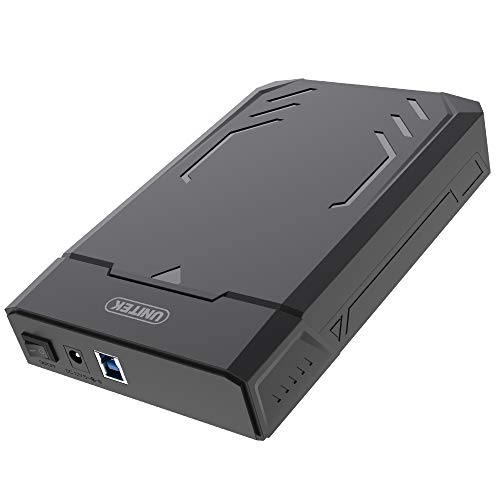 UNITEK Festplattengehäuse für 2,5 und 3,5 Zoll HDD/SSD SATA I/II/III Festplatten, Externe Festplatteschutz, mit eingebautes 3.0 Kabel, werkzeuglose Montage, schwarz von UNITEK