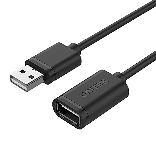 UNITEK Kabel USB 2.0 A Stecker auf USB A Buchse / Verlängerungskabel / 2 Meter, Schwarz / Verlängerung für Drucker, Tastatur, Kartenleser etc. / Y-C450GBK von UNITEK