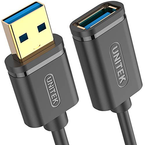 UNITEK Kabel USB 3.0 A Stecker auf USB A Buchse/Verlängerungskabel / 0,5 Meter, Schwarz/Verlängerung für Drucker, Tastatur, Kartenleser etc. / Y-C456GBK von UNITEK