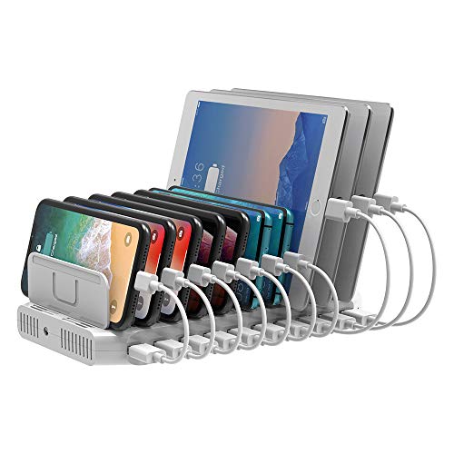 Unitek 96W 10 Port Ladestation, Multi Mobile Ladestation für Mehrere Geräte Mit Smart IC und Einstellbaren Teiler für Tablet und Andere USB-Geräte von UNITEK