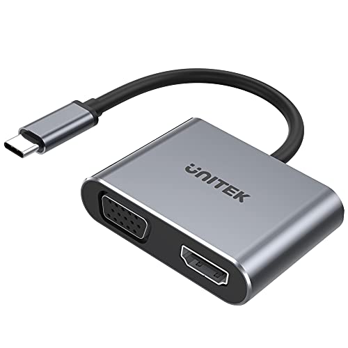 uHUB Q4 Lite 4-in-1 USB-C Hub mit MST Dual Display und PD 100W D1049A / 4K@60Hz UHD HDMI & Full HD VGA/USB-C PD 100W Laden & USB-A Datensynchronisation von UNITEK
