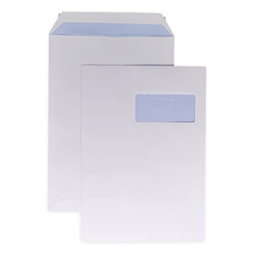 10 A4-Umschlag mit Fenster-Post-Beutel - C4 weißes Papier 90g Größe 229 x 324 mm Fenster 50 x 100 mm selbstklebender Verschluß von UNIVERS GRAPHIQUE