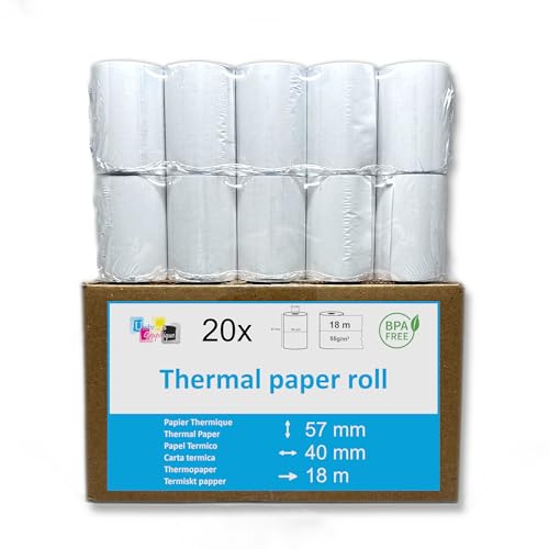 20 EC-Cash Thermorollen 57 x 40 x 12 für EC-Geräte mit Thermodrucker, Thermopapier EC-Cash Bonrolle, Bisphenol-A frei Ø40 mm von UNIVERS GRAPHIQUE