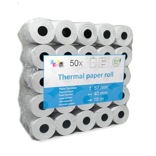 50 EC-Cash Thermorollen 57 x 40 x 12 für EC-Geräte mit Thermodrucker, Thermopapier EC-Cash Bonrolle, Bisphenol-A frei Ø40 mm von UNIVERS GRAPHIQUE