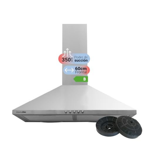 UNIVERSABLUE Pyramidenabzugshaube, Edelstahl, 60 cm, 350 m³/h, 3 Geschwindigkeiten, waschbare Filter, LED-Licht, leise, elegantes Design, Klasse B, Kohlefilter im Lieferumfang enthalten UNIVERSABLUE Pyramidenabzugshaube, Edelstahl, 60 cm, 350 m³/h, 3 Geschwindigkeiten, waschbare Filter, LED-Licht, leise, elegantes Design, Klasse B, Kohlefilter im Lieferumfang enthalten von UNIVERSALBLUE
