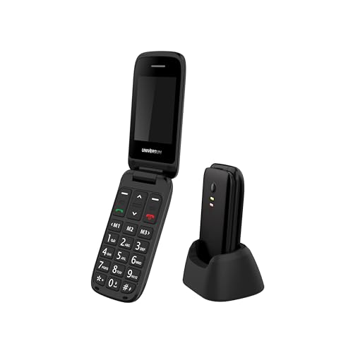 UNIVERSUM MP400-C - Klapphandy für Senioren ohne Vertrag - 2G Seniorenhandy mit Ladestation (Notruftaste, großes Display 2,4 Zoll, Kurzwahltasten, 1000mAh Akku, Taschenlampe) - einfache Bedienung von UNIVERSUM