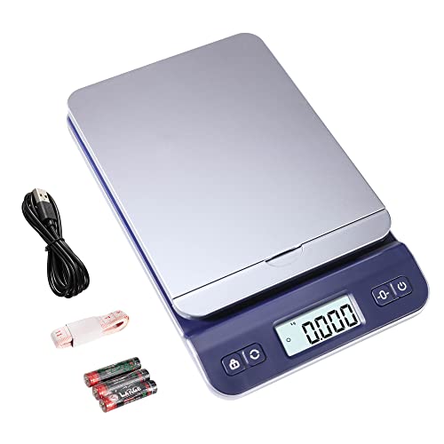 UNIWEIGH digital Postwaage 39kg/86lb, Briefwaage, Paketwaage, Plattformwaage, Küchenwaage, Grammwaage, Postal Scale mit Hold-Tara-Funktion für Büro, Haus,Lager, Markt, USB-Kabel, Maßband (Blau) von UNIWEIGH