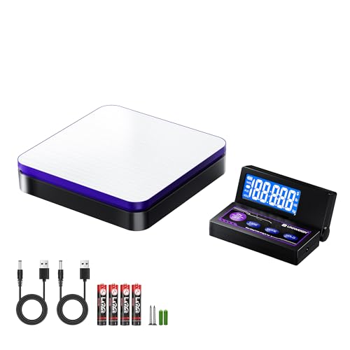 UNIWEIGH Digitale Paketwaage 110lbs/0.1oz Präzise,Kabellose Postwaage mit Edelstahl/5 Einheiten/LCD/TARE/Hold Funktion,Auto-Off,Postwaage für Pakete,Batterie & USB Power,Schwarz + Lila UNIWEIGH Digitale Paketwaage 110lbs/0.1oz Präzise,Kabellose Postwaage mit Edelstahl/5 Einheiten/LCD/TARE/Hold Funktion,Auto-Off,Postwaage für Pakete,Batterie & USB Power,Schwarz + Lila von UNIWEIGH