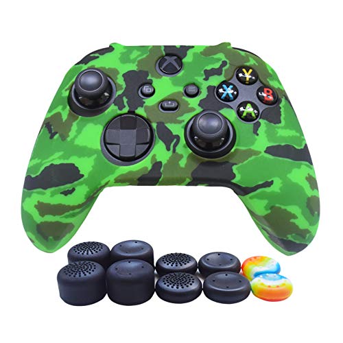 Hikfly Skin für Xbox Series X/S Controller-Schutzhülle aus Silikon für Xbox SX Controller-Griffe, rutschfeste Hülle für Game-Controller, 1 x grüne Haut mit 10 x Daumen-Griffkappen von UNKNOWN