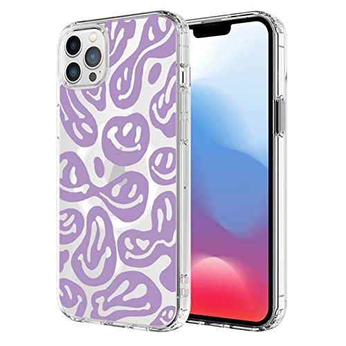 UNNKINE Magnetische Schutzhülle für iPhone 12/12 Pro, kompatibel mit MagSafe, kabelloses Laden, niedliches lila, schönes Gesicht, stoßfest, kratzfest, für Damen und Herren (transparent) für iPhone von UNNKINE