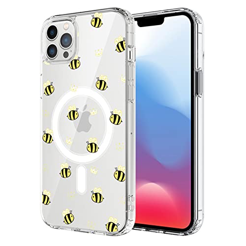 UNNKINE Magnetische Hülle für iPhone 14 Pro Kompatibel mit MagSafe Wireless Charging Cute Bee Design Stoßfest Anti-Scratch Cover für Männer & Frauen (Klar) für iPhone 14 Pro von UNNKINE