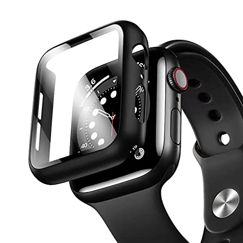 UNO'Displayschutzfolie aus Hartglas kompatibel mit Apple Watch 44 mm Serie 6 5 4 SE, kompletter Schutz, hergestellt aus hochwertigem Hartglas und Hartglas 9H, für Watch 44 mm, Schwarz, 44 mm von UNO'UNO MAS UNO VENTAS