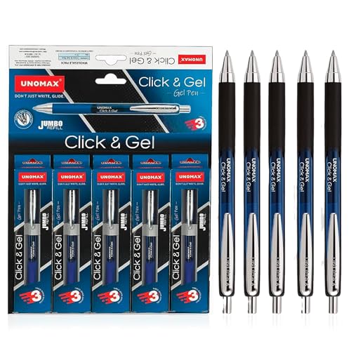 UNOMAX Gelstifte Set - Gel Stift in Blau, 0.7mm, 5 Stück - Hochwertiges Gelschreiber Set, Perfekt für Kunst & Handwerk, Gelstifte, Stift von UNOMAX