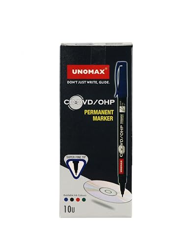 Unomax CD-DVD/OHP Permanentmarker-Set (blau) | feine Spitze japanische Spitze für klare Markierungen | Markierungen auf den meisten Oberflächen | Einzigartiges selbsthydratisierendes System von UNOMAX