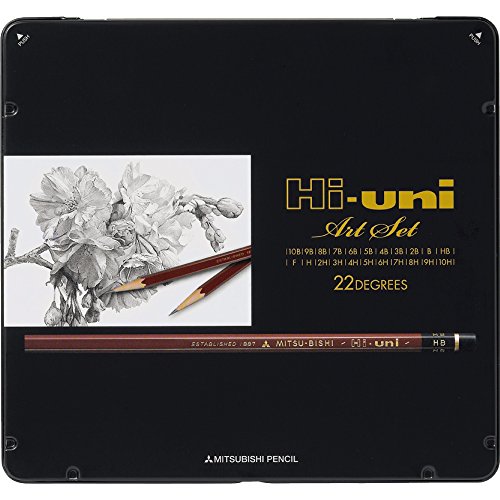 Uni Hi-Uni Wooden Pencil Art Set - 10B to 10H - Box of 22 (HUAS) by Uni von UNi