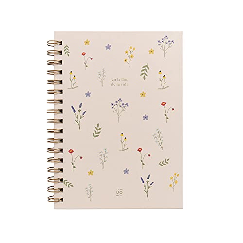 UO Notizbuch, A5, Blume des Lebens, fester Einband, 200 Seiten, gepunktet, Spiralbindung (15 x 22 cm) von UO