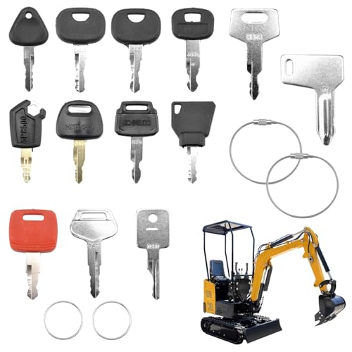 UOCAI 13 Stück Zündschlüssel Set, Baumaschinen Schlüssel Set mit 5 Schlüsselringen, Motorrad Zündschalter & Bagger Schlüssel Set für Takeuchi, Kubota, Komatsu, Hitachi, Caterpillarr, Kobelco, Volvo UOCAI 13 Stück Zündschlüssel Set, Baumaschinen Schlüssel Set mit 5 Schlüsselringen, Motorrad Zündschalter & Bagger Schlüssel Set für Takeuchi, Kubota, Komatsu, Hitachi, Caterpillarr, Kobelco, Volvo von UOCAI