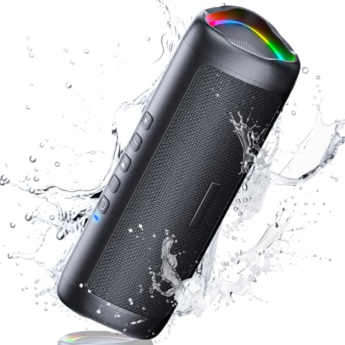 UOHHBOE Bluetooth Lautsprecher Bluetooth 5.3 Tragbarer Kabelloser Musikbox mit TWS Stereo RGB Lichter 24 Stunden Laufzeit 30 Meter Bluetooth Reichweite Freisprechfunktion IPX5 Wasserdicht von UOHHBOE