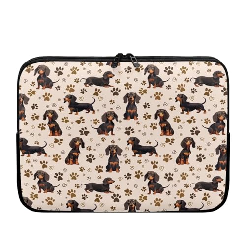 UOIMAG Laptoptasche mit Wursthund, 43,2 cm (17 Zoll), niedlicher Dackel, schützende Tragetasche, schlanke Tasche für Reisen, Schule von UOIMAG