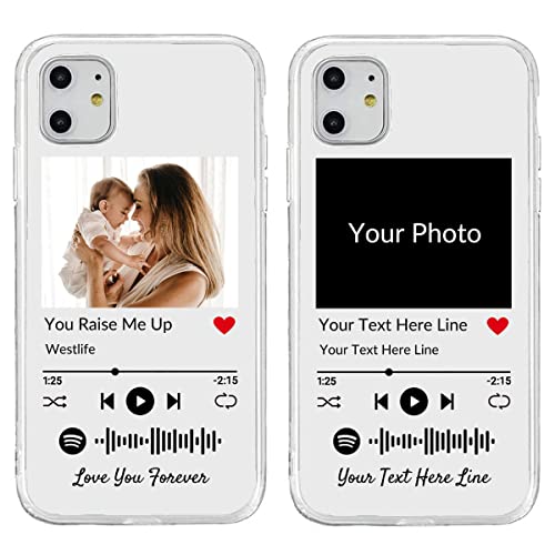 Personalisierte Handyhülle für iPhone 11, benutzerdefiniertes Foto-Song-Cover mit Spotify-Stilen, durchsichtige, weiche, selbst scannbare Handyhülle mit Musikplakette von UOKIIYUA