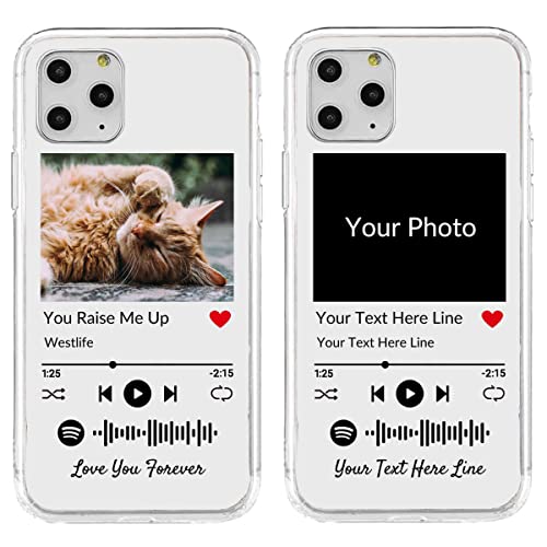 Personalisierte Handyhülle für iPhone 11 Pro, benutzerdefiniertes Foto-Song-Cover mit Spotify-Stilen, durchsichtige, weiche, selbst scannbare Handyhülle mit Musikplakette von UOKIIYUA