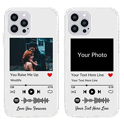 Personalisierte Handyhülle für iPhone 12 Pro Max, benutzerdefiniertes Foto-Song-Cover mit Spotify-Stilen, durchsichtige, weiche, selbst scannbare Handyhülle mit Musikplakette von UOKIIYUA