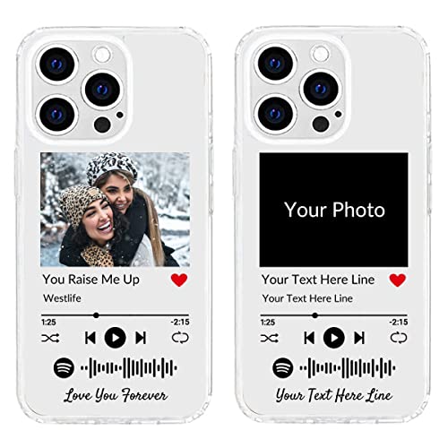 Personalisierte Handyhülle für iPhone 13 Pro, benutzerdefiniertes Foto-Song-Cover mit Spotify-Stilen, durchsichtige, weiche, selbst scannbare Handyhülle mit Musikplakette von UOKIIYUA