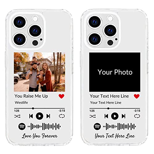 Personalisierte Handyhülle für iPhone 13 Pro Max, benutzerdefiniertes Foto-Song-Cover mit Spotify-Stilen, durchsichtige, weiche, selbst scannbare Handyhülle mit Musikplakette von UOKIIYUA