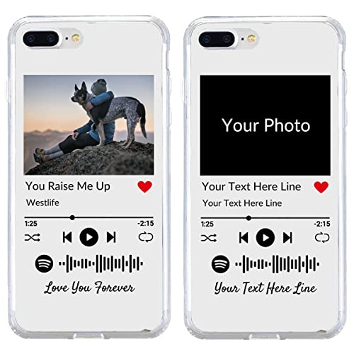Personalisierte Handyhülle für iPhone 7 Plus/8 Plus, benutzerdefiniertes Foto-Song-Cover mit Spotify-Stilen, durchsichtige, weiche, selbst scannbare Handyhülle mit Musikplakette von UOKIIYUA