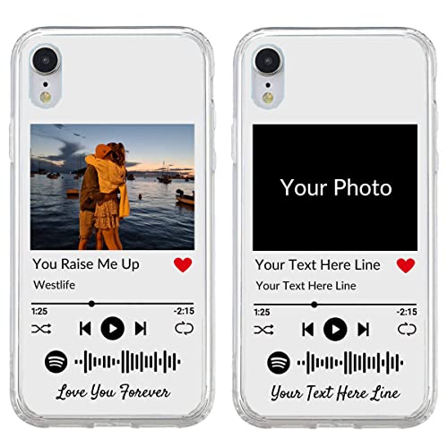 Personalisierte Handyhülle für iPhone XR, benutzerdefiniertes Foto-Song-Cover mit Spotify-Stilen, durchsichtige, weiche, selbst scannbare Handyhülle mit Musikplakette von UOKIIYUA