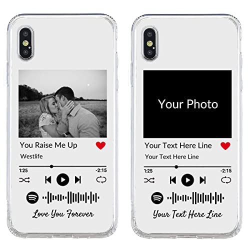 Personalisierte Handyhülle für iPhone XS Max, benutzerdefiniertes Foto-Song-Cover mit Spotify-Stilen, durchsichtige, weiche, selbst scannbare Handyhülle mit Musikplakette von UOKIIYUA