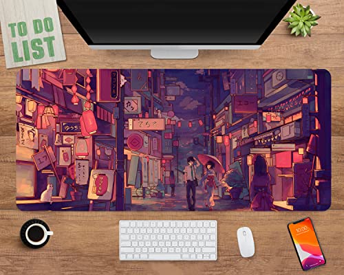 UOKIIYUA Personalisierte Anime Mouse Pad für Fans, extra große Mouse Pad rutschfeste genähte Kanten Schreibtisch Matte 30x60cm von UOKIIYUA