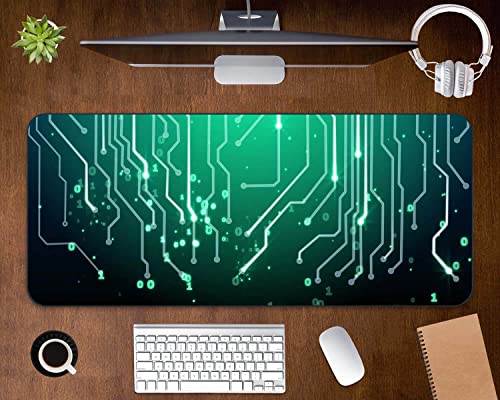 UOKIIYUA Personalisierte PCB-CPU-Stil-Mauspad, extra große rutschfeste genähte Kanten Computertischmatte 16x28 Zoll von UOKIIYUA