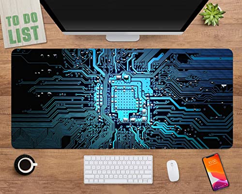 UOKIIYUA Personalisierte PCB-CPU-Stil-Mauspad, extra große rutschfeste genähte Kanten Computertischmatte 16x36 Zoll von UOKIIYUA