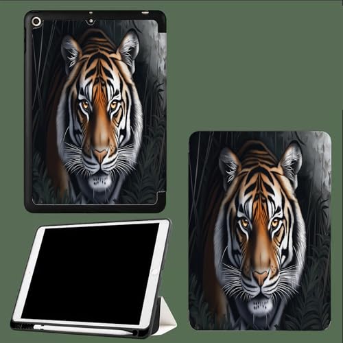 10.9 Zoll Hülle für iPad 10 Generation Hülle 2022 mit Bleistifthalter,Tri-Fold Ständer Schlanke Leichte Schutzhülle Intelligente Hülle mit Automatische Weckfunktion für iPad 10 Hülle Bambuswald Tiger von UOMSKTY