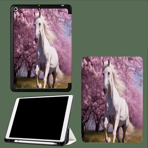 Für iPad Air 13 Zoll M3/M2 Hülle (2025/2024), Dünn dreifach Faltbare Standhülle, Smart Abdeckung mit Auto Wachen/Schlafen Schimmel Rosa Kirschbaum-Rosa von UOMSKTY