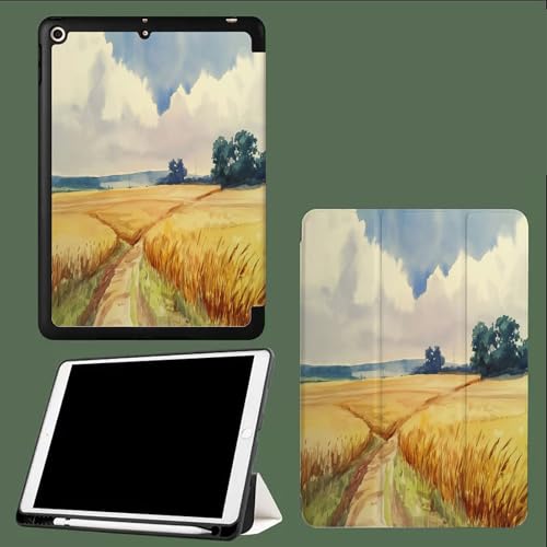 Für iPad Pro 11 Hülle 2024 M4, Dreifach Faltbarer Ständer TPU with Magnetverschluss für iPad Pro Hülle 11 Zoll 2024,Auto Schlaf/Aufwachen Aquarellfeld Land Weizen-Gelb Für iPad Pro 11 Hülle 2024 M4, Dreifach Faltbarer Ständer TPU with Magnetverschluss für iPad Pro Hülle 11 Zoll 2024,Auto Schlaf/Aufwachen Aquarellfeld Land Weizen-Gelb von UOMSKTY