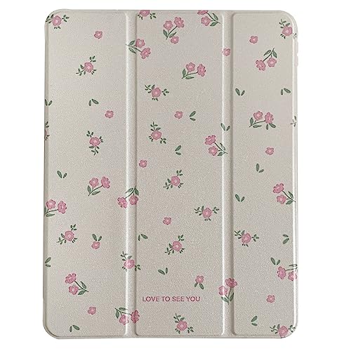UOMSKTY Hülle Für Ipad 10.2 Zoll Hülle - Ipad 9./8./7. Generation (Modell 2021/2020/2019) Trifold Stand Smart Cover Mit Stifthalter, Schlank Stoßfeste Softshell Auto Wake/Sleep【Süße Rosa Blüten】 von UOMSKTY