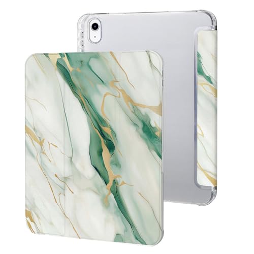 Hülle Für Ipad 10.Generation Mit Stifthalter 10,9 Zoll 2022,Pu Leder Weiche TPU Rückseite Case Cover Mit Auto Schlafen/Wachen Grüner Marmor von UOMSKTY
