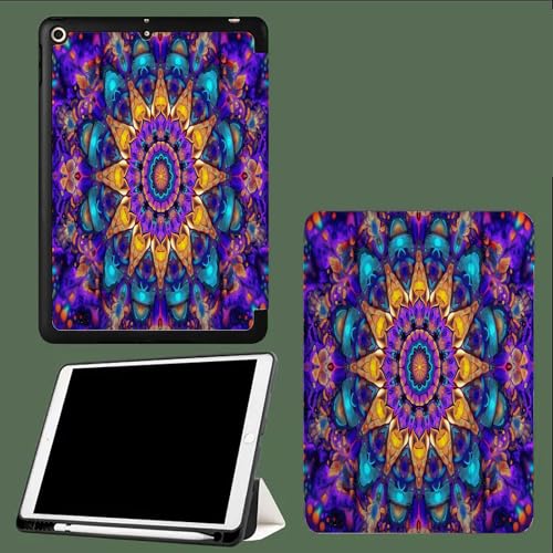 Hülle Kompatibel mit iPad Pro 12.9 Zoll 6./5./4 Generation (Modell 2022/2021/2020) mit Stifthalter, TPU Flexible Rückseite mit Standfunktion Böhmen Lila Mandala-Lila von UOMSKTY