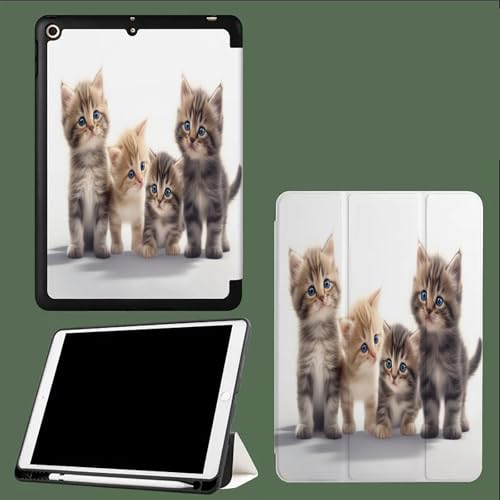 Hülle für iPad 9./8./7 Generation mit Stifthalter 10.2 Zoll Modell 2021/2020/2019,Ultradünne Schutzhülle aus TPU mit Standfunktion für iPad 10.2 Freche Katze von UOMSKTY