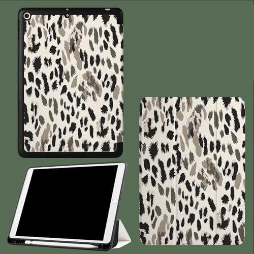 Hülle für iPad 9. Generation,8 Hülle mit Stifthalter,7. Generation Hülle(2021/2020/2019 10,2 Zoll), Auto Schlafen/Wache Tiertexturen Leoparden-Graffiti von UOMSKTY