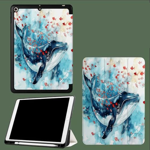 Hülle für iPad Air 13 Zoll Hülle 2025 2024 M3 M2, TPU Flexible Rückseite mit Stifthalter, Unterstützung Pencil Pencil Aufladung, Auto Schlafen/Wecken Cartoon-Wal Ozean Tiere-Blau Hülle für iPad Air 13 Zoll Hülle 2025 2024 M3 M2, TPU Flexible Rückseite mit Stifthalter, Unterstützung Pencil Pencil Aufladung, Auto Schlafen/Wecken Cartoon-Wal Ozean Tiere-Blau von UOMSKTY