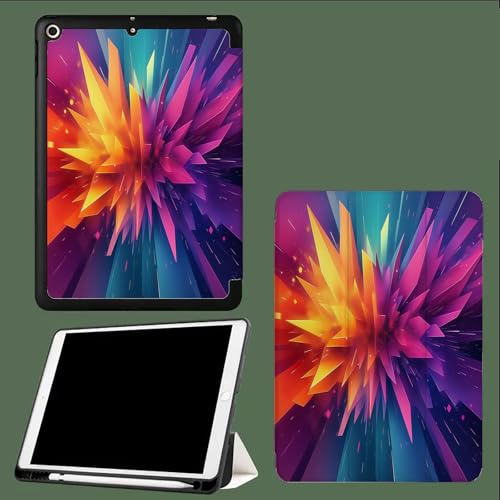 Hülle für iPad Air 13 Zoll M3/M2 (2025/2024) mit Stifthalter,Dünn Ständer Stoßfest Rückenschale Tablet Abdeckung, Auto Wachen/Schlafen Geometrisch Graffiti 3D-Texturen-Blau von UOMSKTY